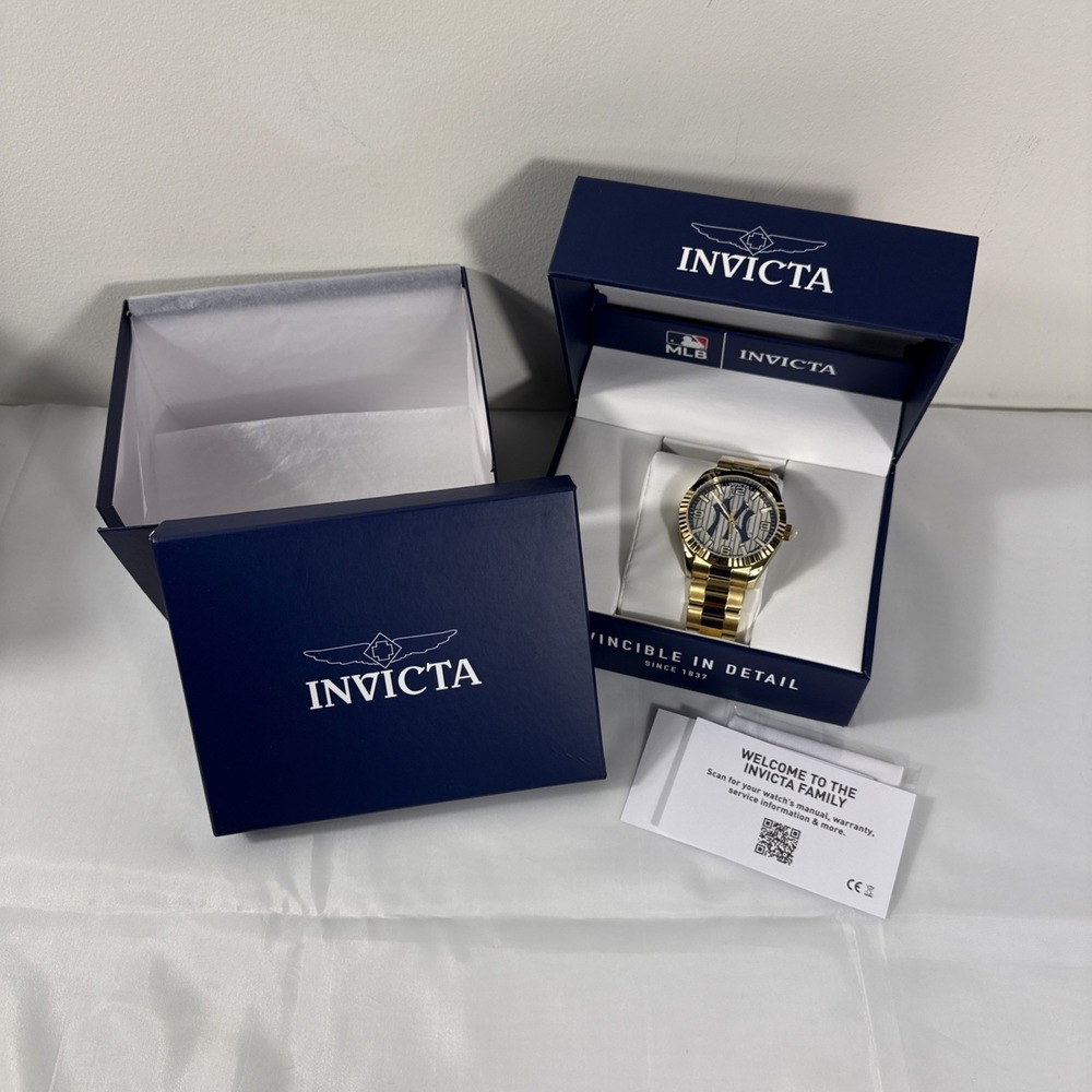 Invicta MLB New York NY Yankees Men's 42mm Gold Stainless Quartz Watch 49861